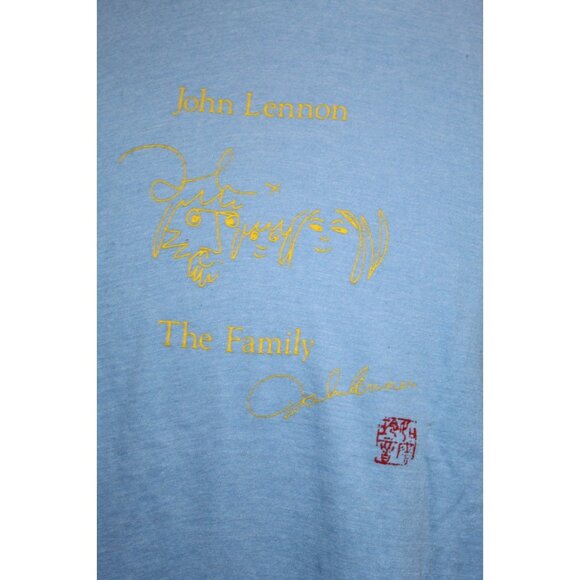 Vintage John Lennon “Bag One” Art Tee Sketch T-Shirt Blue Small USA 70s Beatles - Picture 3 of 8